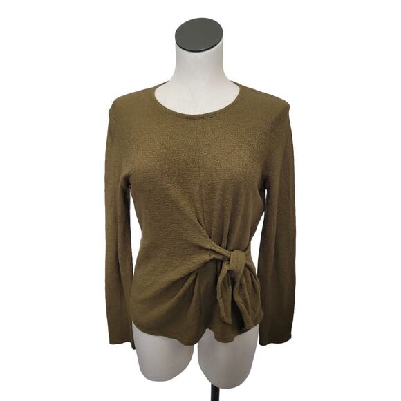 Madewell Textured Tie Waist Top Green Lightweight Textured‎ Cotton Small - Picture 1 of 13